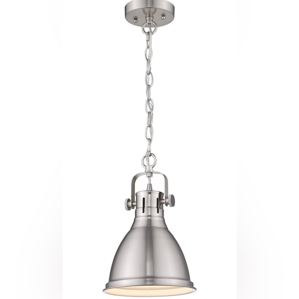 Emliviar Modern Mini Pendant Hanging Light/ Metal Shade, Brushed Nickel Finish
